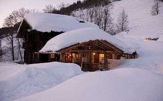 snow-covered alpine cabin